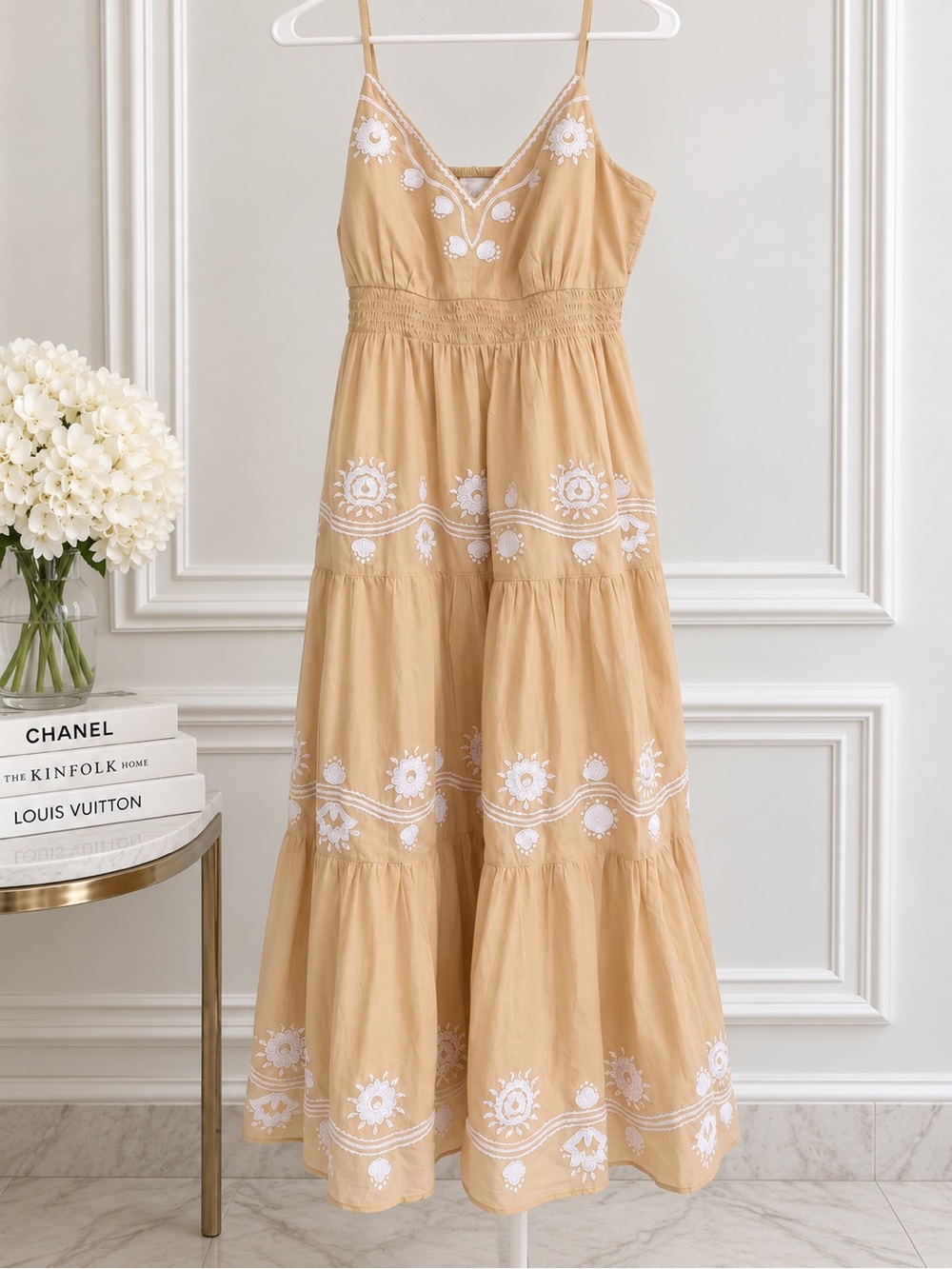 Lilly Pulitzer Aviry Embroidered Midi Dress in Sand Bar